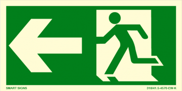 Skilt - Nødutgang - Pil venstre - Løpende mann