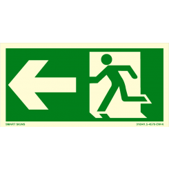 Skilt - Nødutgang - Pil venstre - Løpende mann